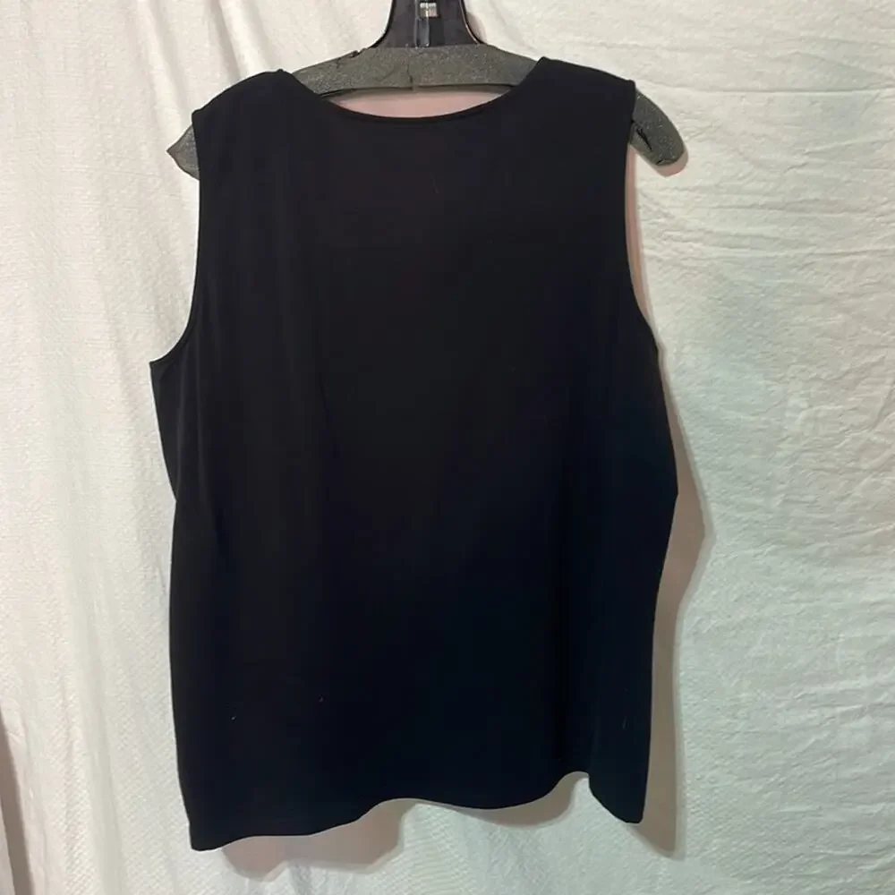 Carole Little 2x black cotton spandex slight scoop neck tank for layering euc